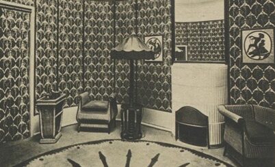 Vue du salon de thé de la maison de la femme conçu par Elisabeth von Baczko lors de l’exposition du Werkbund de Cologne en 1914 © d’après Illustrierte Weltschau, 19 juillet 1914, p. 7.